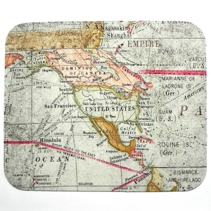 Mouse Pad Old World Map fabric Mousepad United States Home office Computer Electronic Gift idea USA Vacation Trip Geeks Travel Retirement