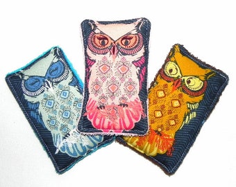 Reusable Washable Eco Friendly Owls Sponges Set of 3 Kitchen Shower Sponges Nightfall Bird Of Night Fabric Gift for bird lovers Sustainable