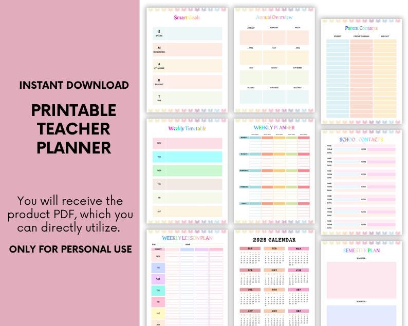 2025–2026 Teacher Planner Printable PDF | Lesson Plan Organizer ...