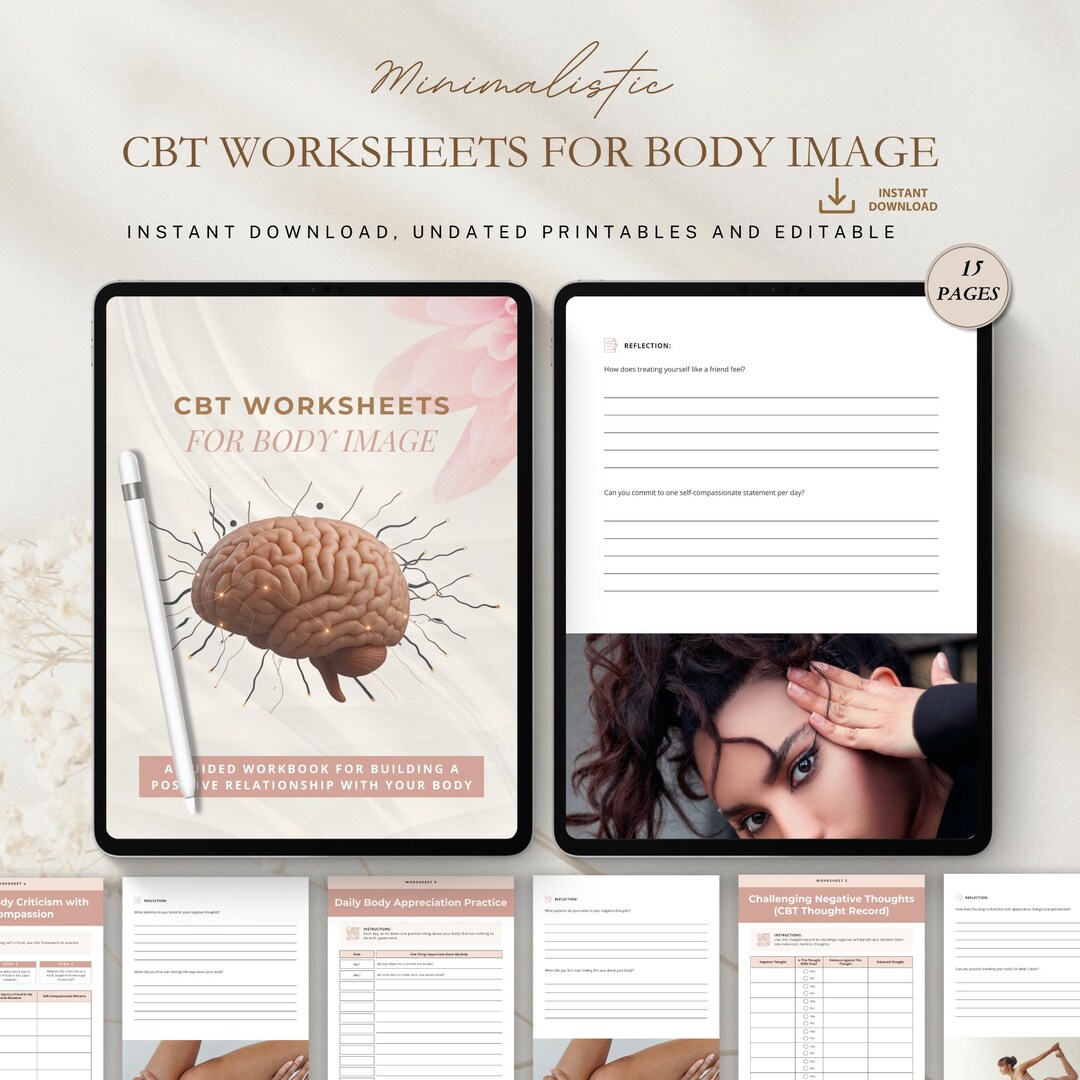 CBT Worksheets for Body Image: Self-esteem Workbook (digital Download ...