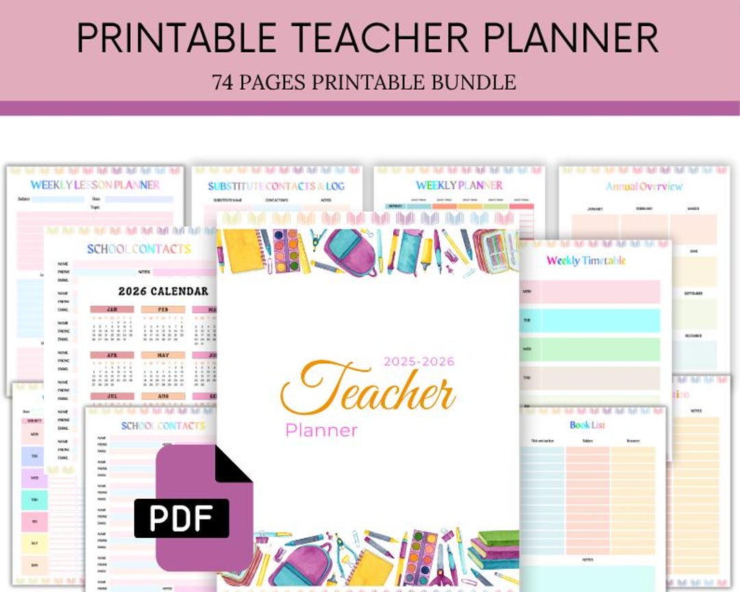 2025–2026 Teacher Planner Printable PDF | Lesson Plan Organizer ...