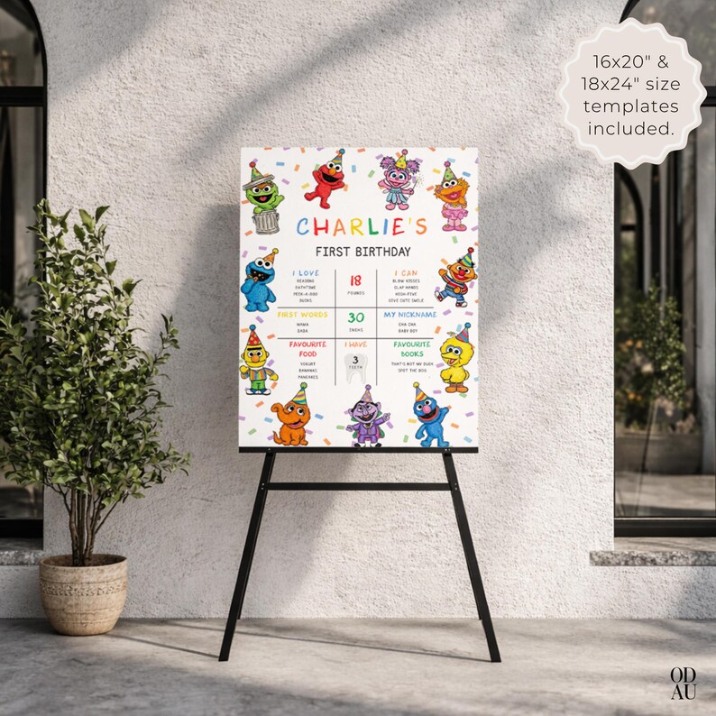 Elmo Birthday Welcome Sign | Sesame Street Party Decor (digital ...