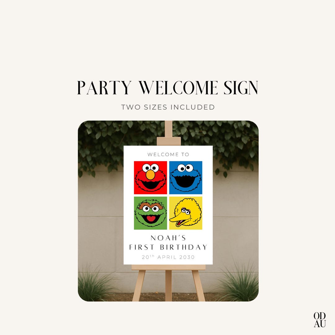 Editable Sesame Street Welcome Sign | Birthday Party Welcome Sign ...