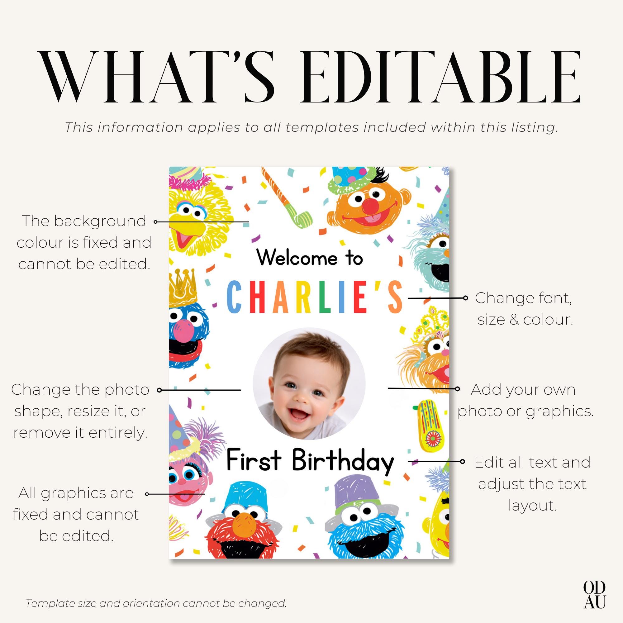 Editable Sesame Street Welcome Sign | Birthday Party Welcome Sign ...