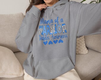 Mama of a Warrior hoodie | Pediatric Cancer Awareness, Blue Ribbon Mom