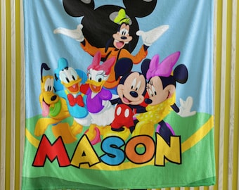 Manta de peluche con personajes de Mickey Mouse Clubhouse / Opción de personalización con nombre