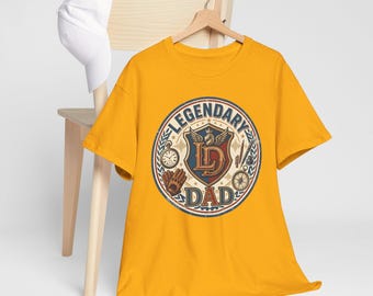 Camiseta con el escudo de un papá legendario / insignia vintage, tipografía retro