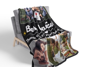 Coperta in pile Sherpa "Il miglior papà di sempre" / Collage di foto, Grazie per esserci sempre stato