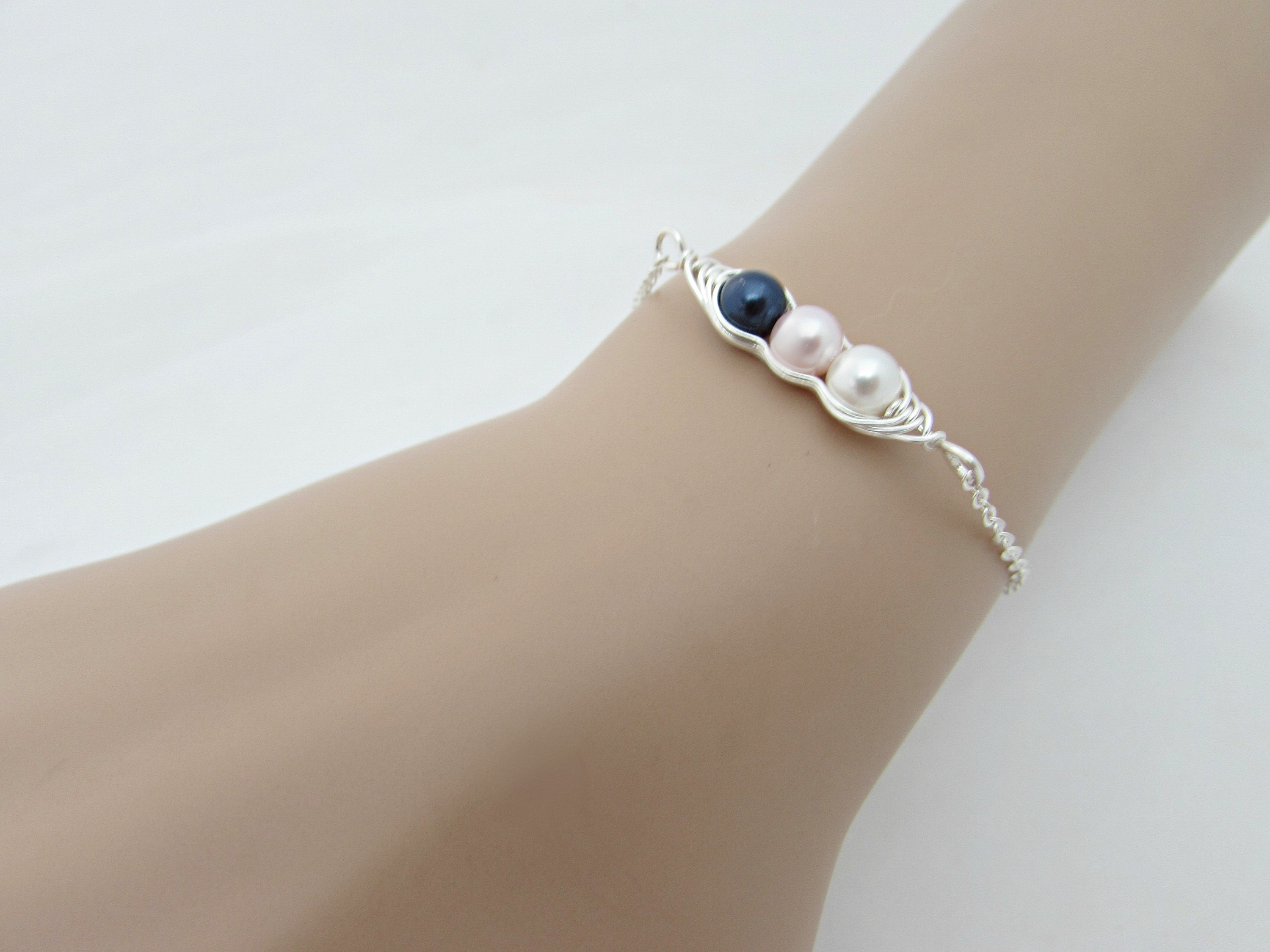 Birthstone Pea Pod Bracelet Pea Pod Bracelet Bridesmaid Etsy UK