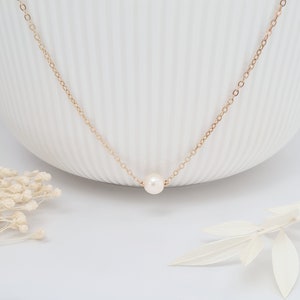 Dainty Swarovski Pearl Necklace: Single Pearl, Gold Plated Chain