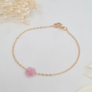 Rose Bracelet, Lilac Rose, Tiny Rose Bracelet, Dainty Flower Bracelet, Tiny Flower, Bridesmaid Bracelet, Bridesmaid Gifts, Flower Girl Gifts