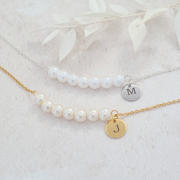 Dainty Pearl Bracelet, Personalised Pearl Bracelet, Bridesmaid Gifts, Bridesmaid Bracelet, Initial Pearl Jewellery, Flower Girl Bracelet