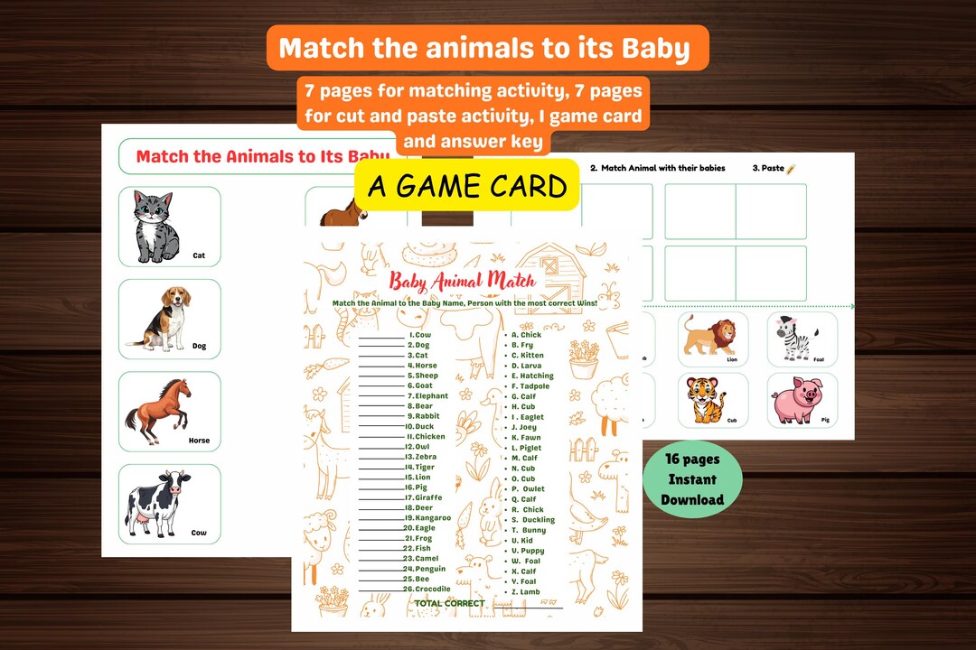 Animal Matching Game | Printable Preschool Activity | Toddler Learning ...