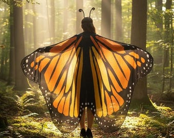 Schmetterlingsflügel Umhang Monarch Orange Chiffon