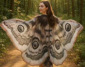 Capa de alas de mariposa para disfraz de gasa gris oscuro