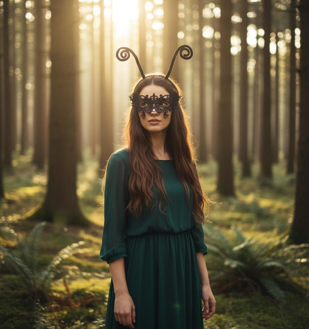 Black Lace Mask & Butterfly Antenna Headband | Masquerade Costume - Etsy