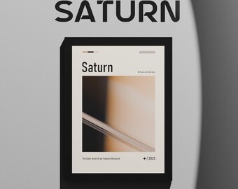 Framed Saturn Art Print: Modern Astronomy Wall Decor