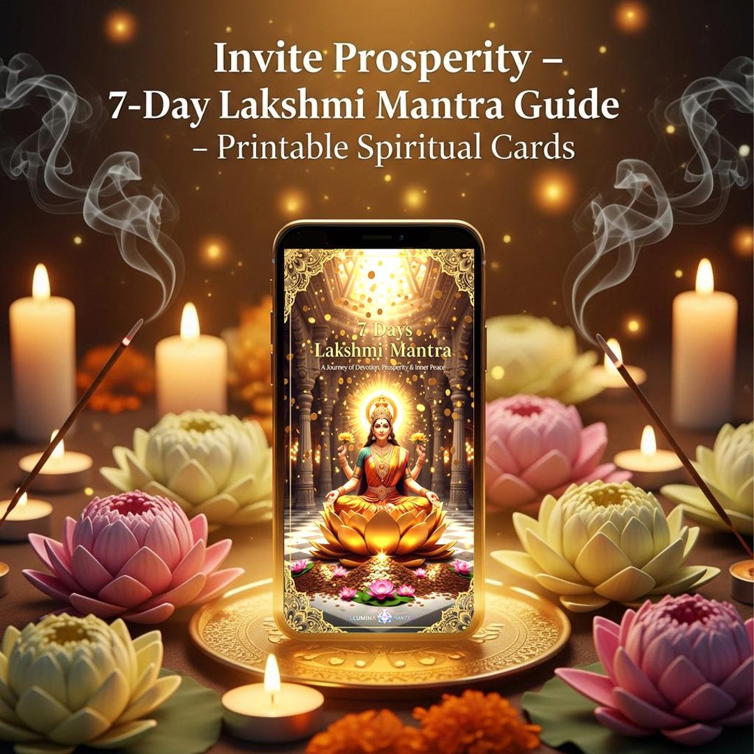 Lakshmi Mantra Cards, 7 Day Goddess Prayer Guide, Hindu Puja Digital ...