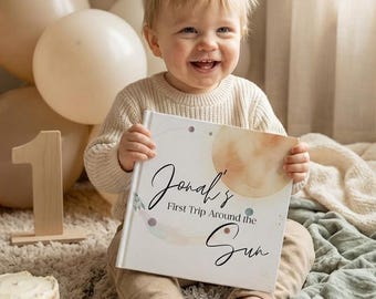 Personalized 1st First Birthday Gift First Trip Around the Sun Baby Book with Name kids Boy Girl Bedtime Children's Storybook