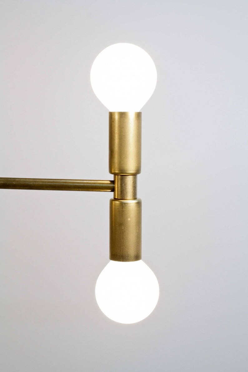 Meridian Brass chandelier Bauhaus Modern Mid Century Asymmetric