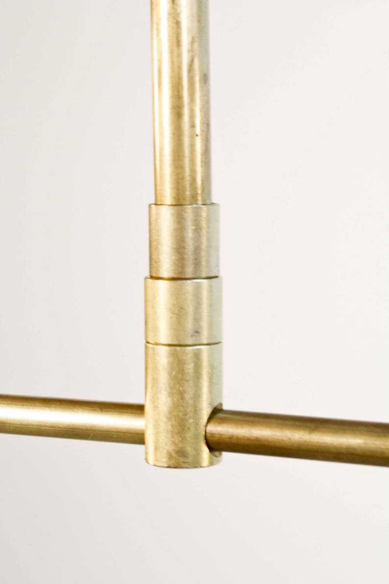 Meridian Brass chandelier Bauhaus Modern Mid Century Asymmetric