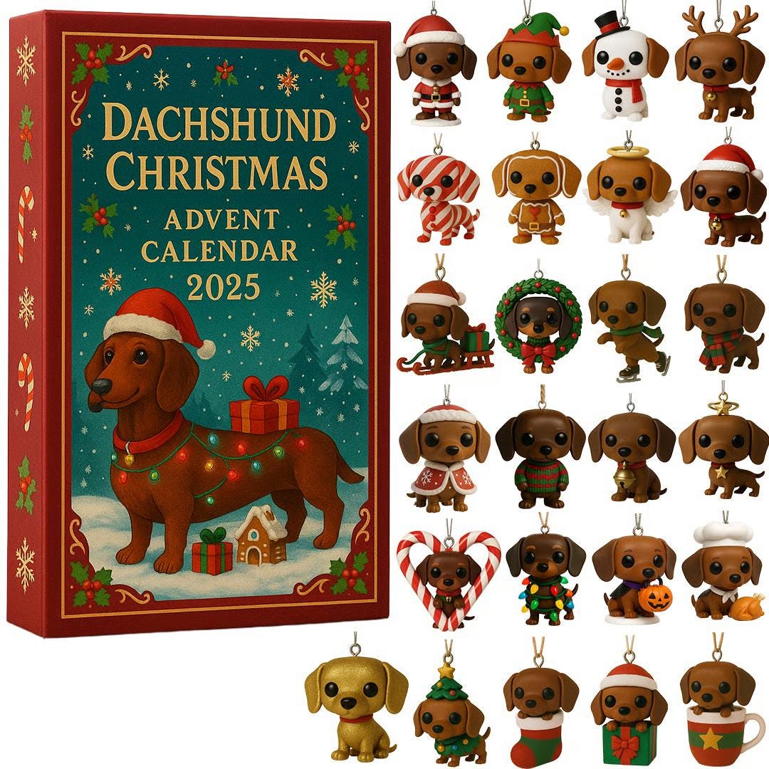Discover Dachshund Christmas Advent Calendar 2025, 24 Days of Wiener Dog Ornaments, Doxie Lover Gift for Dog Mom & Collector