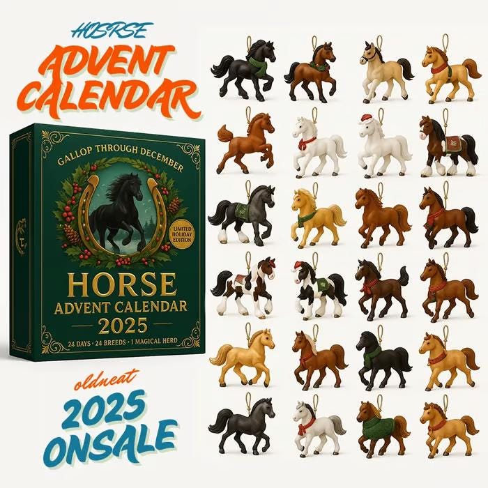 Discover Horse Advent Calendar 2025 | 24 Breeds Miniature Horse Ornaments | Equestrian Lover Gift Set | Gallop Through December