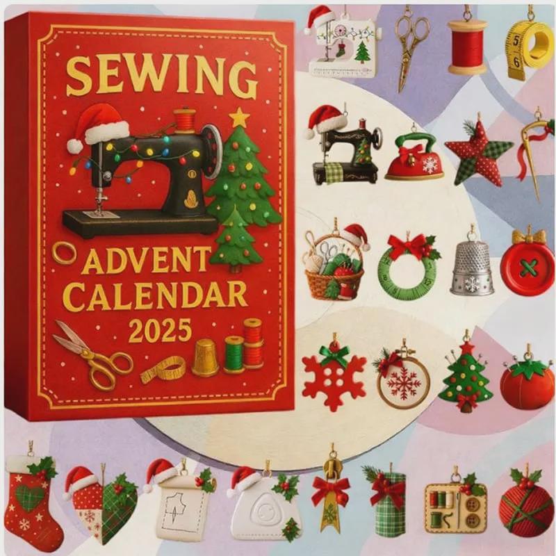 Discover Sewing Advent Calendar 2025, 24 Days of Crafting Supply Ornaments, Gift for Sewists Quilters and Crafting Hobbyists