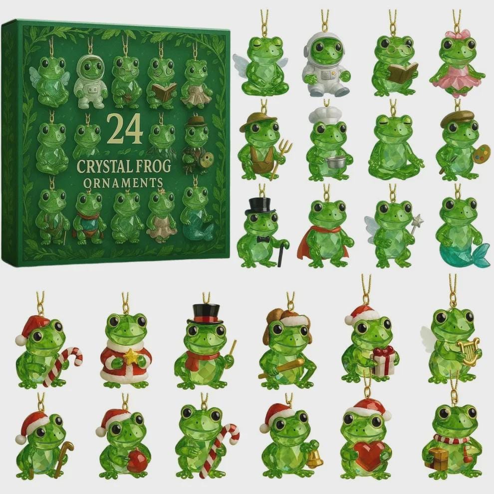 Discover Crystal Frog Ornaments Advent Calendar 2025, 24 Days of Frog Figurine Set, Funny Gift for Frog Lovers and Science Nerds