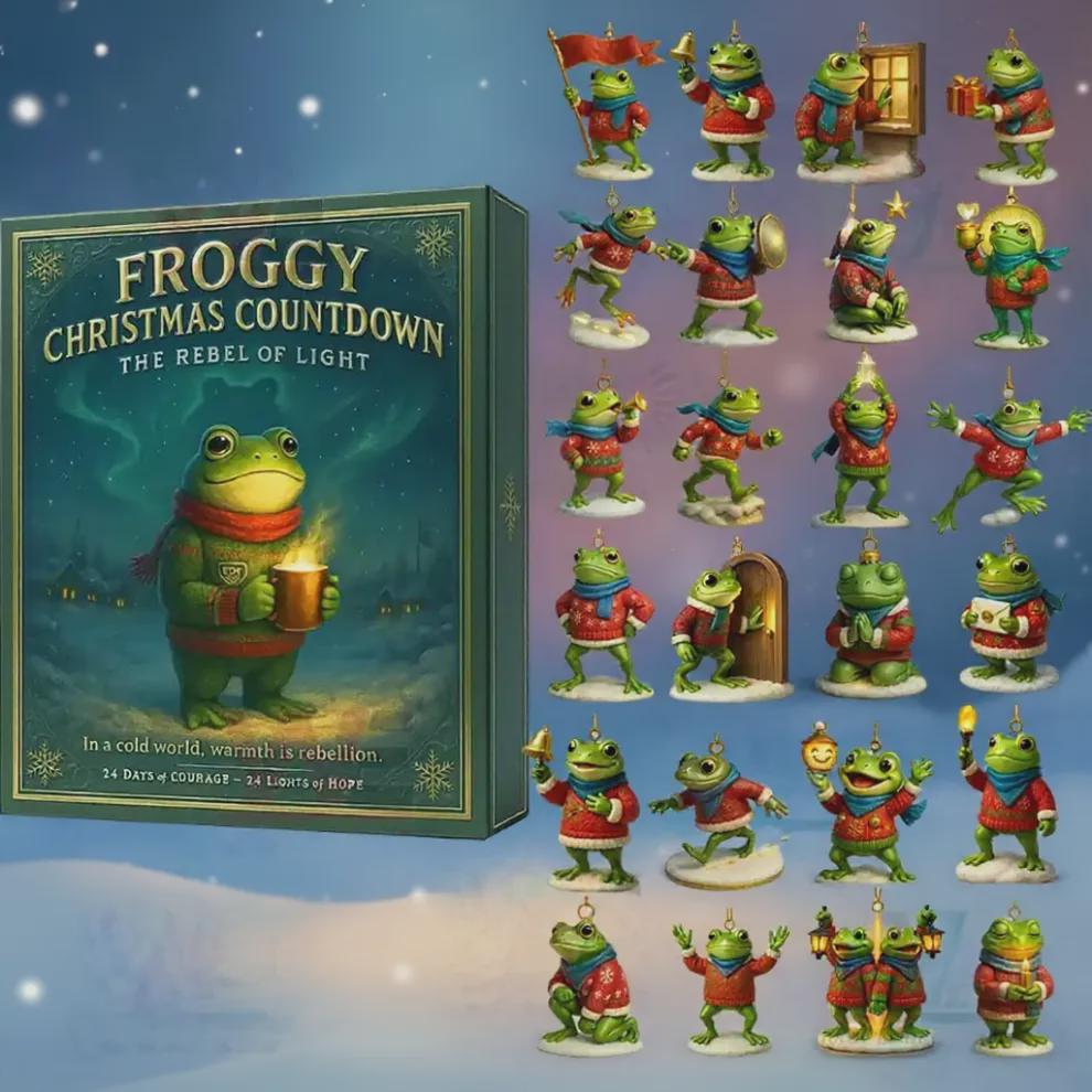 Discover Froggy Christmas Countdown 2025, 24 Days of Courage and Light Frog Figurines, Gift for Frog Lovers and Quirky Collectors