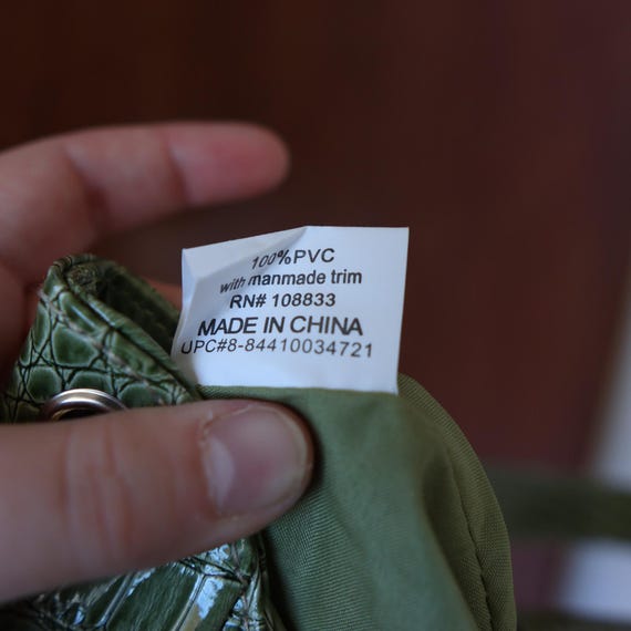 Lime Green Croc Python Embossed Faux Leather Shou… - image 6