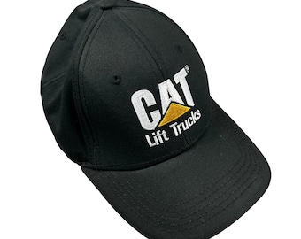VTG CAT Caterpillar Lift Trucks Embroidered Black Baseball Cap Mens Adjustable