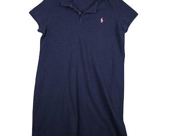 Polo Ralph Lauren Mini Polo Dress de malla azul marino Pink Pony XL Camisa alargada