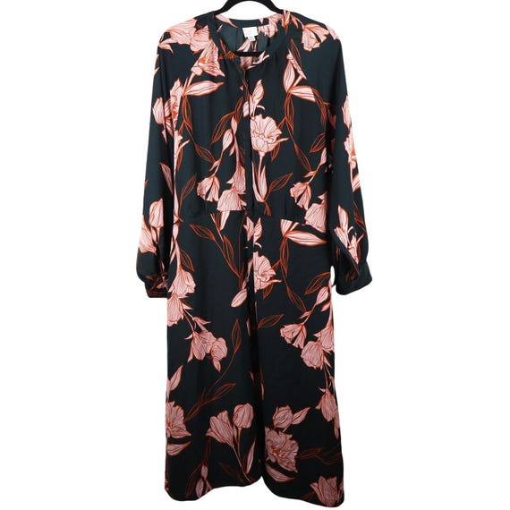 A New Day Floral Print Button Front Maxi Dress Women's XXL Black Pink &  Orange - Etsy Israel