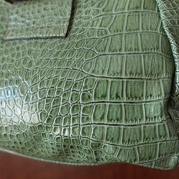 Lime Green Croc Python Embossed Faux Leather Shou… - image 3