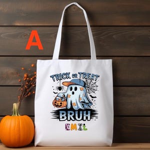 Personalized Trick or Treat Tote Bag: Durable Halloween Candy Bag