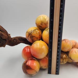 Vintage Marble Grape Cluster Sculpture – Hand Carved Tuscan Vineyard Decor, Wood Stem Accent image 14