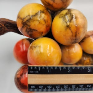 Vintage Marble Grape Cluster Sculpture – Hand Carved Tuscan Vineyard Decor, Wood Stem Accent image 13