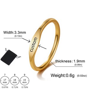 Anello iniziale personalizzato / Delicato anello in acciaio inossidabile, finitura oro argento