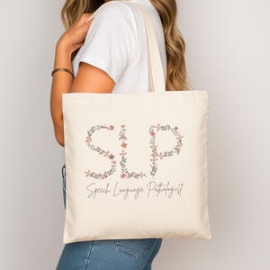 Speech Sprache Pathologen Tasche | Floral SLP Einkaufstasche | Canvas Tasche | SLP Schüler Geschenk | Logopädie Tasche