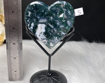 Druzy Colorful Moss Agate Heart Carving on Stand – Choose by Number