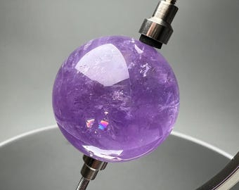 Rainbow Amethyst sphere on Silver Adjustable Globe Astrology Sphere Stand set