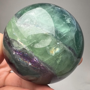 Rainbow Fluorite Sphere – Lunar Flash on Tall Silver Stand
