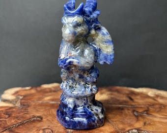 Sodalite Muscle Dragon Carving – Unique Crystal Sculpture, Meditation & Spiritual Decor