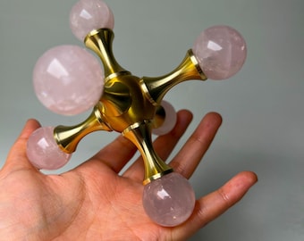 Hand-Held Rose Quartz Crystal Massager – 6-Leg Pressure Point Healing Tool