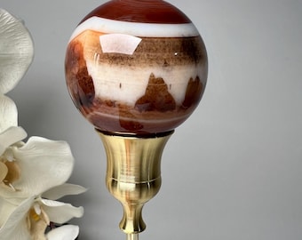 Landscape View Sardonyx Sphere – Statement Crystal Display on Gold Stand