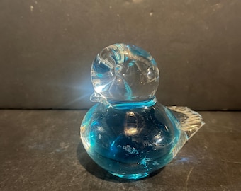 Vintage Blue Art Glass Bird Figurine – Hand Blown Decorative Collectible
