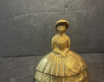Vintage Brass Crinoline Lady Bell | Victorian Figurine Dinner Bell | Collectible Home Decor