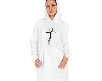 Brushstroke Cross Hoodie Dress | Minimal Religious Symbol, Christian Faith