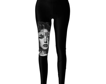 Monochrome Collage Face Leggings | Women's Casual Leggings